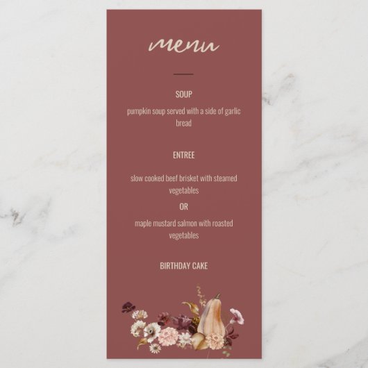 パーティーのためのディナーメニュー、ゴールデンハーベスト メニュー (正面)