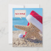 パーティーのためのビーチ砂のクリスマスヒトデ 招待状 (正面)