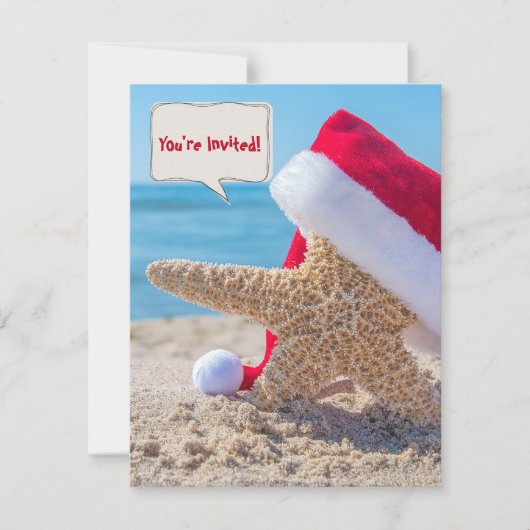 パーティーのためのビーチ砂のクリスマスヒトデ 招待状 (正面)