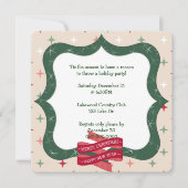 パーティーのためのホリデーグリーンフレーム 招待状 (正面)
