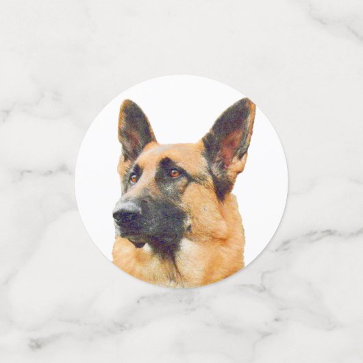 パーティーのための豪華なジャーマン・シェパードのポートレート コンフェッティ (スモール正面)