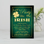 パーティーのようなアイリッシュセントパトリックの日のパーティー 実在 箔招待状 (立ち正面)