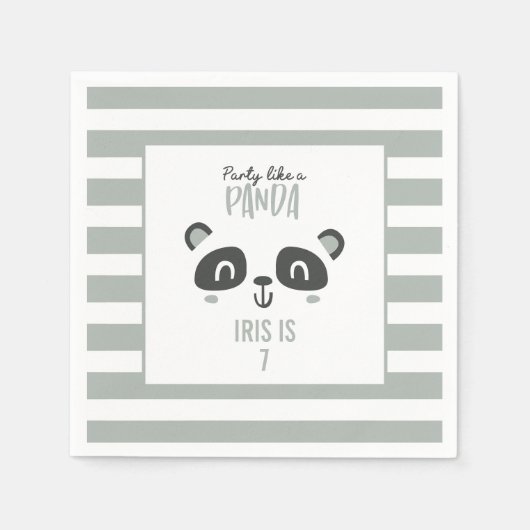 パーティーのようなパンダの明るいカラフル スタンダードカクテルナプキン (正面)