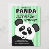 パーティーのようなパンダ少年の女の子の誕生日任意の年齢 招待状 (正面)