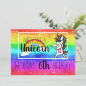 パーティーのようなユニコーンカラフル誕生日招待状 招待状 (スタンド正面)