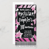 パーティーのようなロックスター – ピンクの招待状テンプレート (正面/裏面)