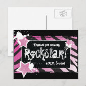 パーティーのようなロックスター – ピンクサンキューポストカード ポストカード (正面/裏面)
