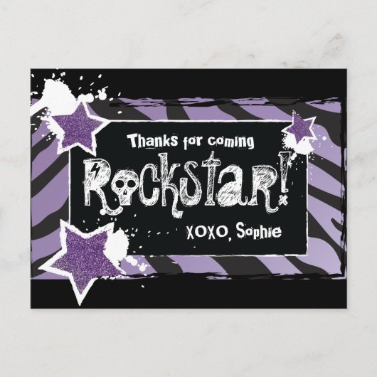 パーティーのようなロックスター – 紫ありがとうポストカード ポストカード (正面)