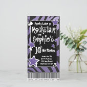 パーティーのようなロックスター – 紫の招待状テンプレート (スタンド正面)