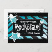 パーティーのようなロックスター – 青ありがとうポストカード ポストカード (正面/裏面)