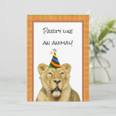 パーティーのような帽子の誕生日 招待状 (スタンド正面)