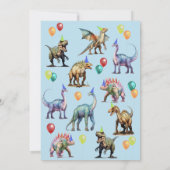 パーティーのような恐竜のおもしろいと可愛いバルーン誕生日 招待状 (裏面)