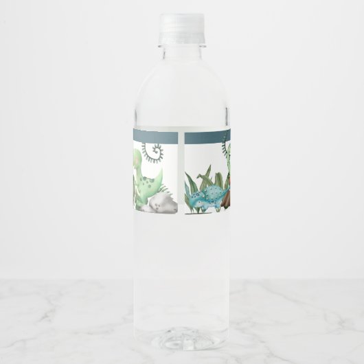 パーティーのような恐竜のハッピーバースデー パーソナライズされた ペットボトルラベル (裏面)
