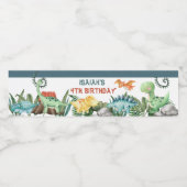 パーティーのような恐竜のハッピーバースデー パーソナライズされた ペットボトルラベル (シングルラベル)