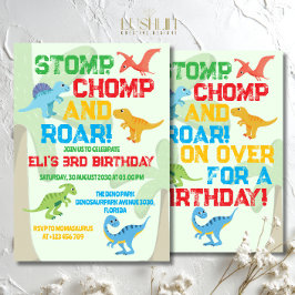 パーティーのような恐竜の先史時代の誕生日 招待状