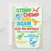 パーティーのような恐竜の先史時代の誕生日 招待状 (正面)