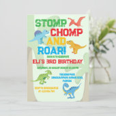 パーティーのような恐竜の先史時代の誕生日 招待状 (スタンド正面)