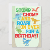 パーティーのような恐竜の先史時代の誕生日 招待状 (裏面)