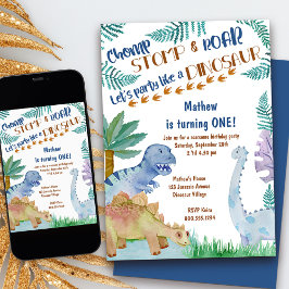 パーティーのような恐竜の少年の誕生日招待状 招待状