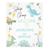 パーティーのような恐竜の最初の誕生日ウェルカムサイン フォトプリント            (正面)