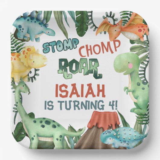 パーティーのような恐竜の誕生日パーティー ペーパープレート (正面)