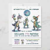 パーティーのような恐竜の誕生日パーティー 招待状 (正面)