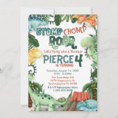 パーティーのような恐竜の誕生日招待状 招待状 (正面)