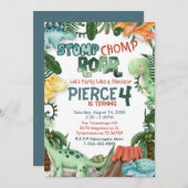 パーティーのような恐竜の誕生日招待状 招待状 (正面/裏面)