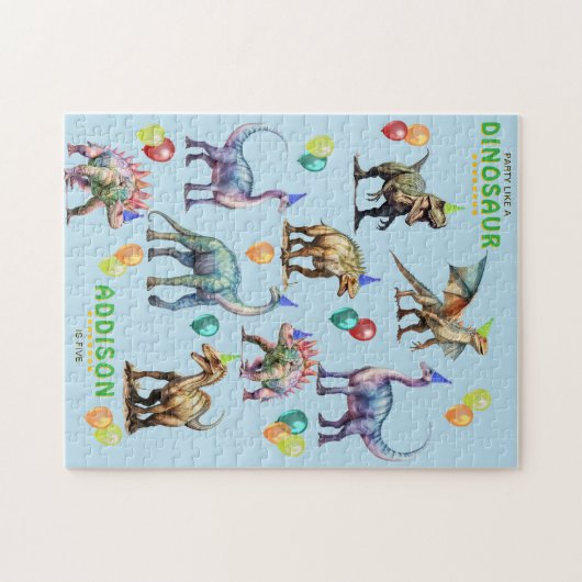 パーティーのような恐竜パーソナライズされた誕生日の贈り物 ジグソーパズル (横)