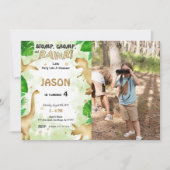 パーティーのような恐竜、誕生日パーティーの写真 招待状 (正面)