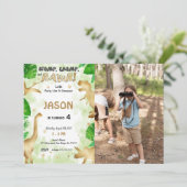 パーティーのような恐竜、誕生日パーティーの写真 招待状 (スタンド正面)