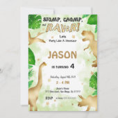 パーティーのような恐竜、誕生日パーティー 招待状 (正面)