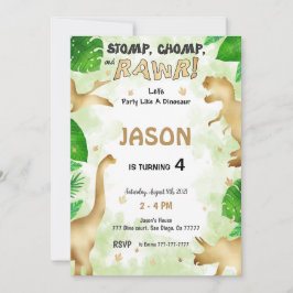 パーティーのような恐竜、誕生日パーティー 招待状