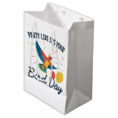 パーティーのような鳥の日のおもしろい誕生日 ミディアムペーパーバッグ (正面アングル)