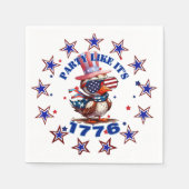 パーティーのような1776アメリカンイーグルと1776フラグ スタンダードカクテルナプキン (正面)