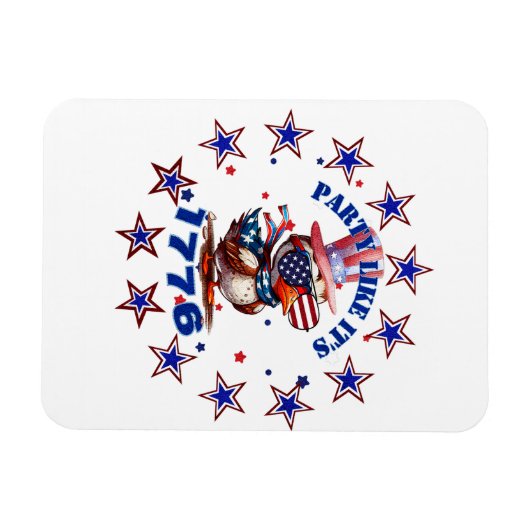 パーティーのような1776アメリカンイーグルと1776フラグ マグネット (横)