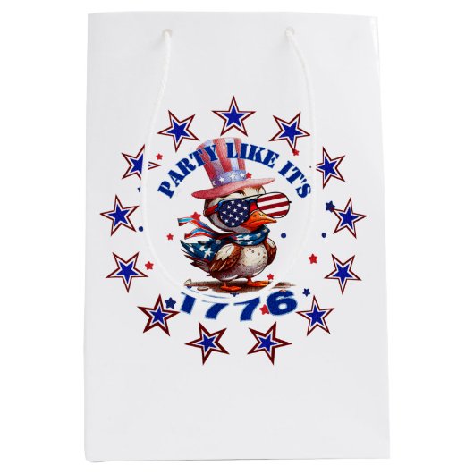 パーティーのような1776アメリカンイーグルと1776フラグ ミディアムペーパーバッグ (正面)