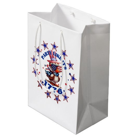 パーティーのような1776アメリカンイーグルと1776フラグ ミディアムペーパーバッグ (裏面アングル)