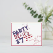 パーティーのような1776 -メモリアルデーBBQ招待状 インビテーションポストカード (スタンド正面)