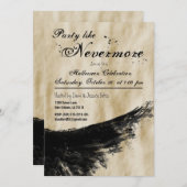 パーティーのようにネバーモア ラven ウィング ハロウィン 招待状 (正面/裏面)