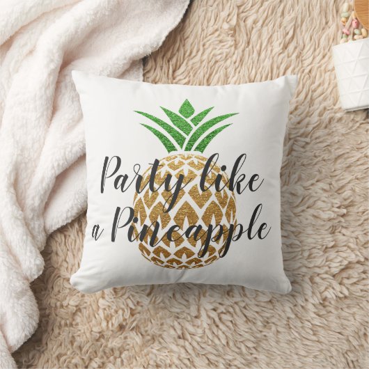 パーティーのようにパイナップルの熱帯誕生日 クッション (ブランケット)