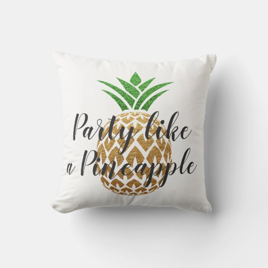 パーティーのようにパイナップルの熱帯誕生日 クッション (正面)