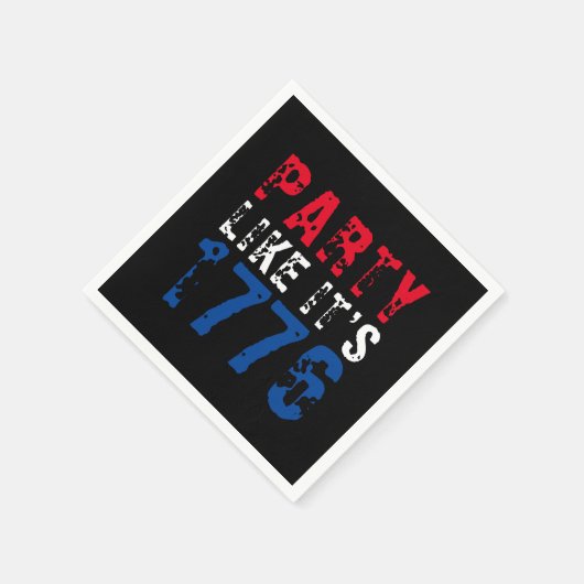 パーティーのように1776年の赤白青タイポグラフィ スタンダードカクテルナプキン (角)