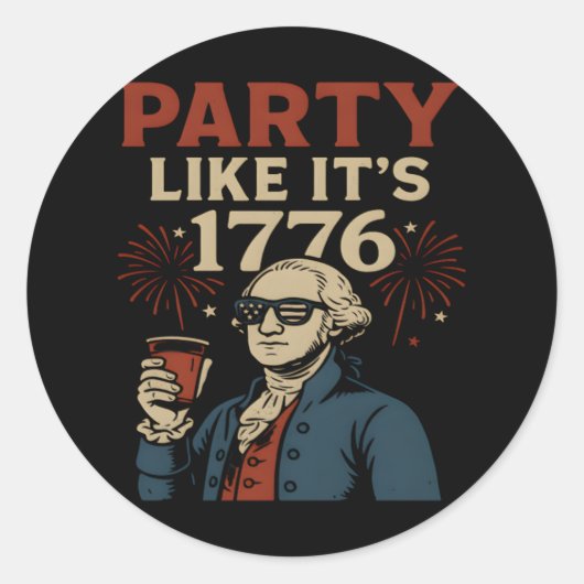 パーティーのように1776愛国的な飲おもしろいみ物Desi ラウンドシール (正面)