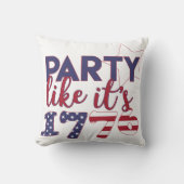 パーティーのように1776 – アメリカ国旗のタイポグラフィ クッション (正面)