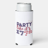 パーティーのように1776 – アメリカ国旗のタイポグラフィ スリム缶クーラー (Seltzer正面)
