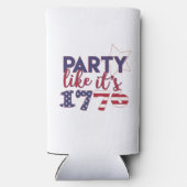 パーティーのように1776 – アメリカ国旗のタイポグラフィ スリム缶クーラー (裏面)