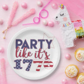 パーティーのように1776 – アメリカ国旗のタイポグラフィ ペーパープレート (パーティー)