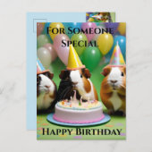 パーティーのウサギたちとの誕生日パーティー、 誕生日 ポストカード (正面/裏面)