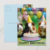 パーティーのウサギたちと誕生日パーティー、 誕生日 ポストカード (正面/裏面)